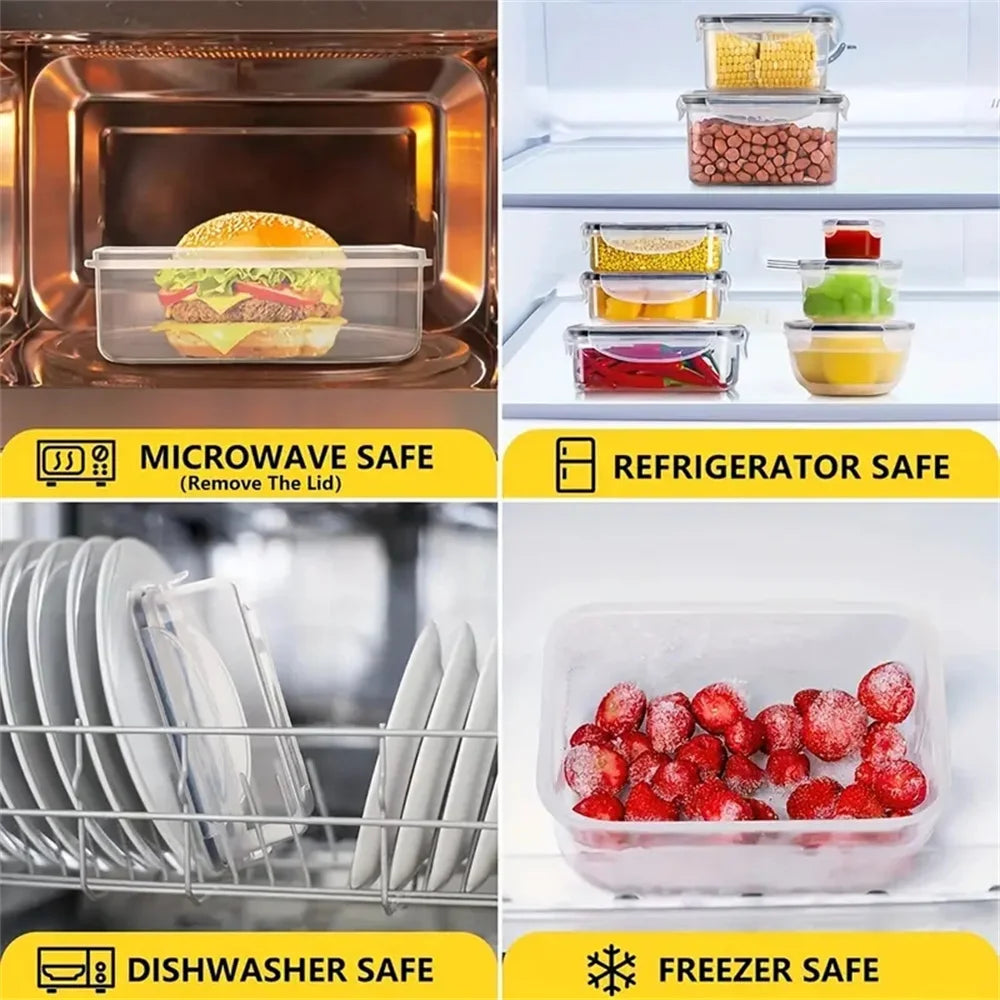 48 Pcs Kitchen Storage Container Set - Reusable Plastic Bins with Lids