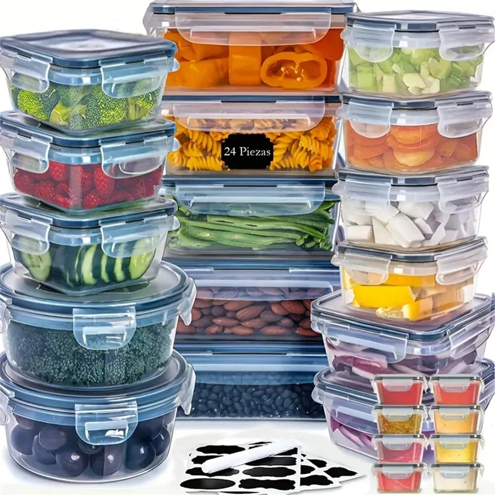 48 Pcs Kitchen Storage Container Set - Reusable Plastic Bins with Lids Default Title
