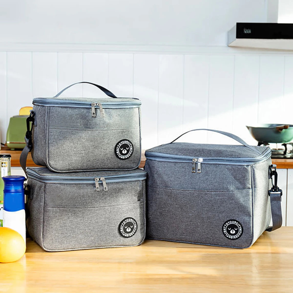 Insulated Lunch Bag Box for Women Men Kids, School Work Hot & Cold Food Grey